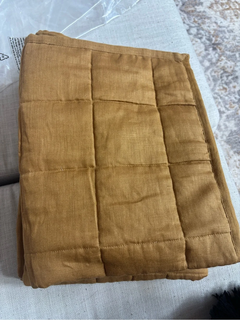 Quince European Linen Box Quilted Sham Set Standard Warm Brown